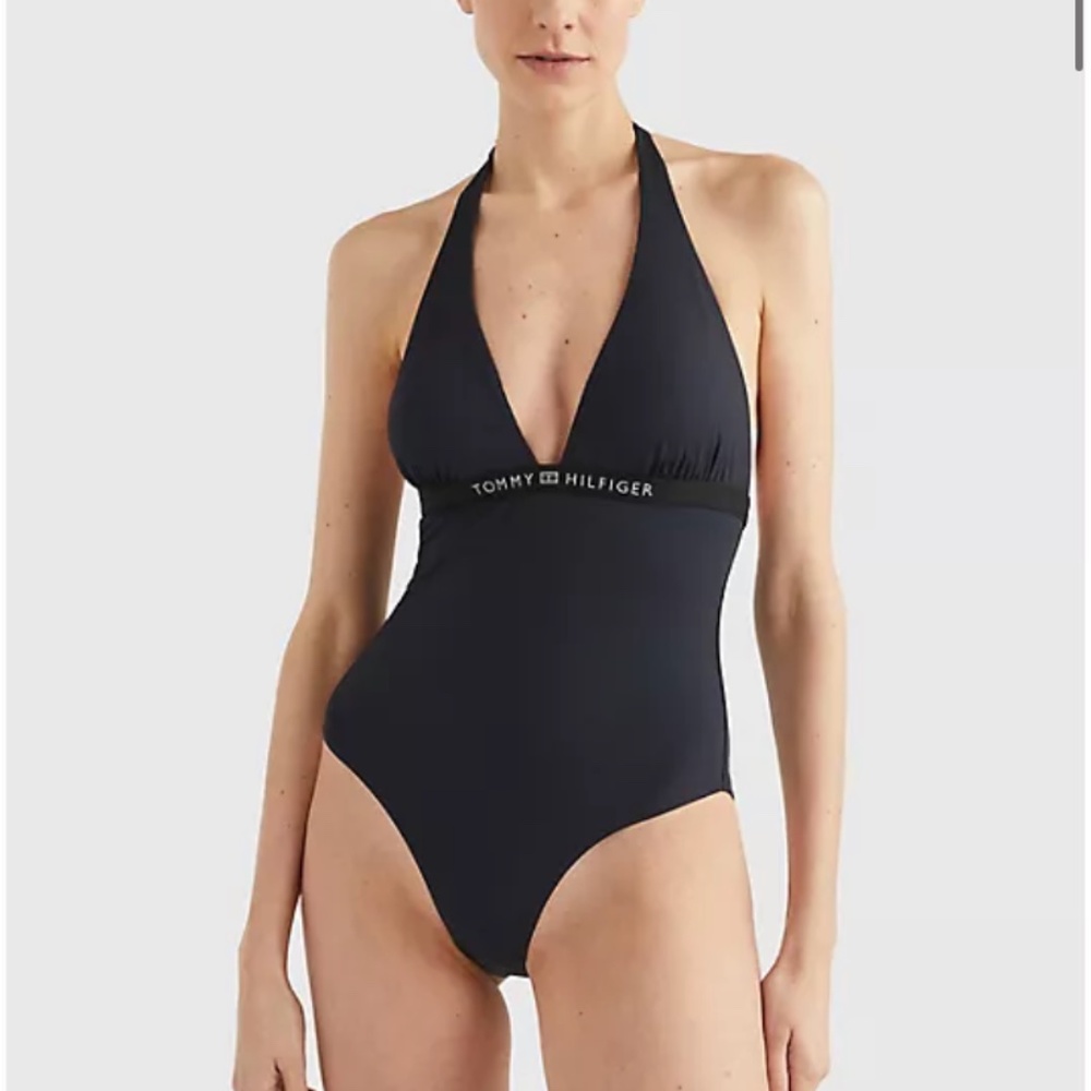 NEW TOMMY HILFIGER HALTER ONE-PIECE SWIMSUIT